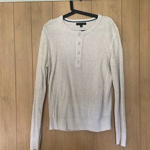 SPECKLED WAFFLE 100% COTTON BUTTON SWEATER